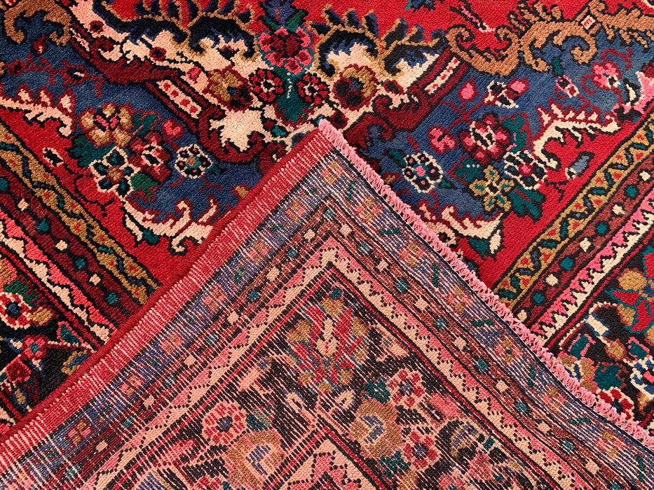 Hand-Knotted Persian Wool Rug - 11'6" x 8'2" - Red, Blue & Ivory Traditional Floral Medallion Area Rug - kbhm-1083