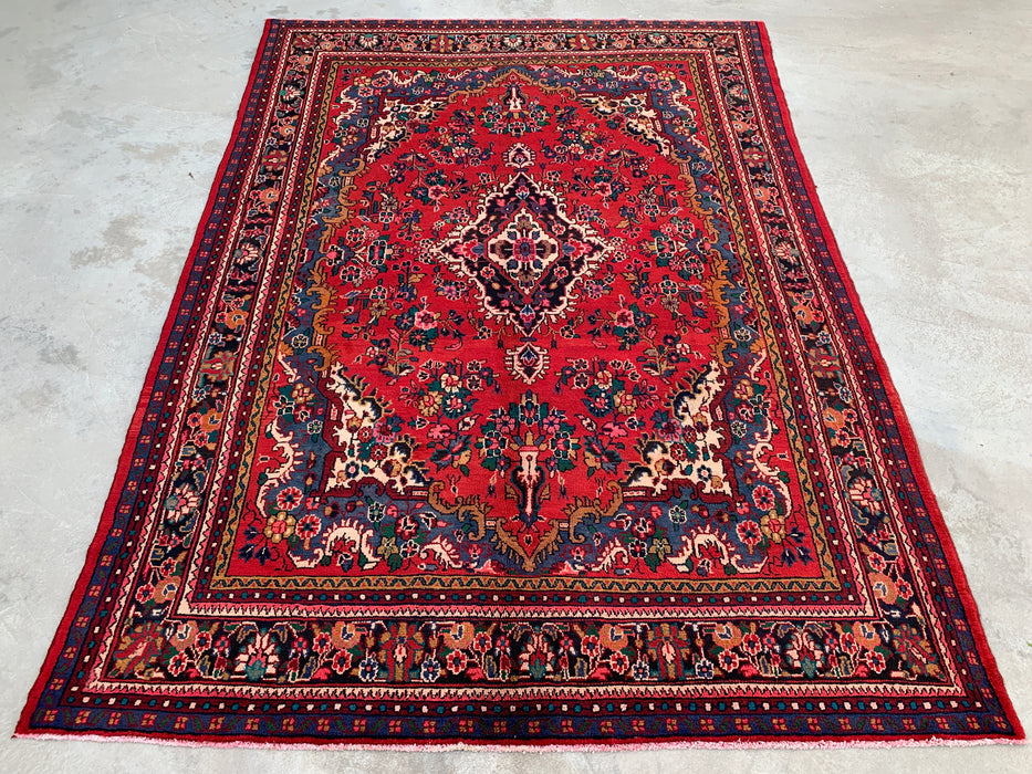 Hand-Knotted Persian Wool Rug - 11'6" x 8'2" - Red, Blue & Ivory Traditional Floral Medallion Area Rug - kbhm-1083