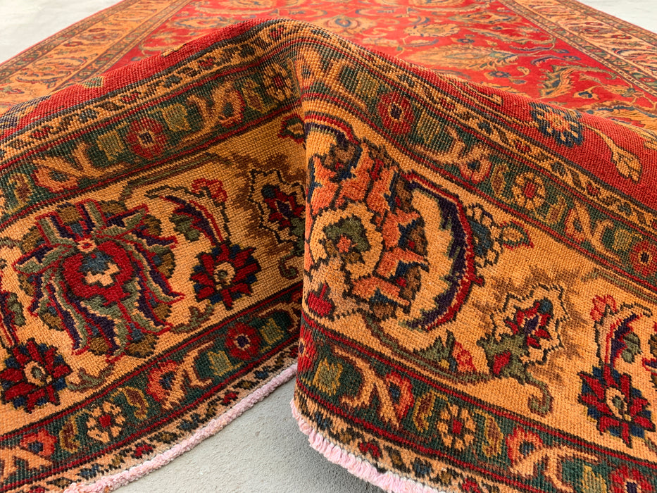 KBHM-1085 Handgeknoopt Perzisch wollen tapijt – 333 x 224 cm rood, beige & goud traditioneel bloemenkleed