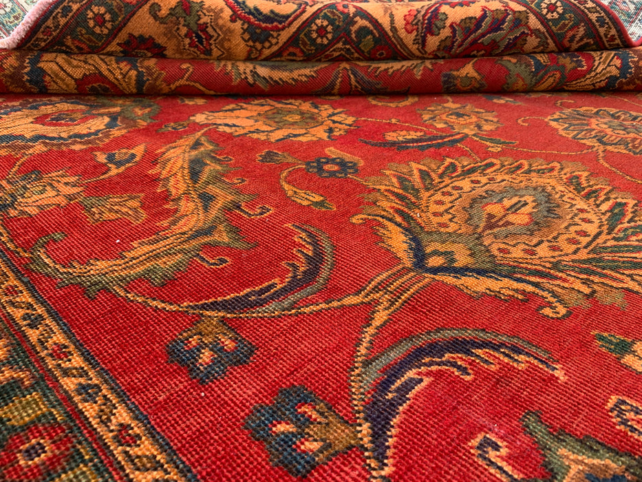 KBHM-1085 Handgeknoopt Perzisch wollen tapijt – 333 x 224 cm rood, beige & goud traditioneel bloemenkleed
