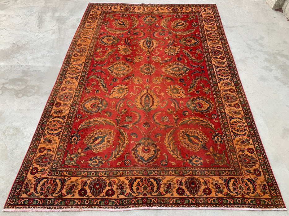 KBHM-1085 Handgeknoopt Perzisch wollen tapijt – 333 x 224 cm rood, beige & goud traditioneel bloemenkleed