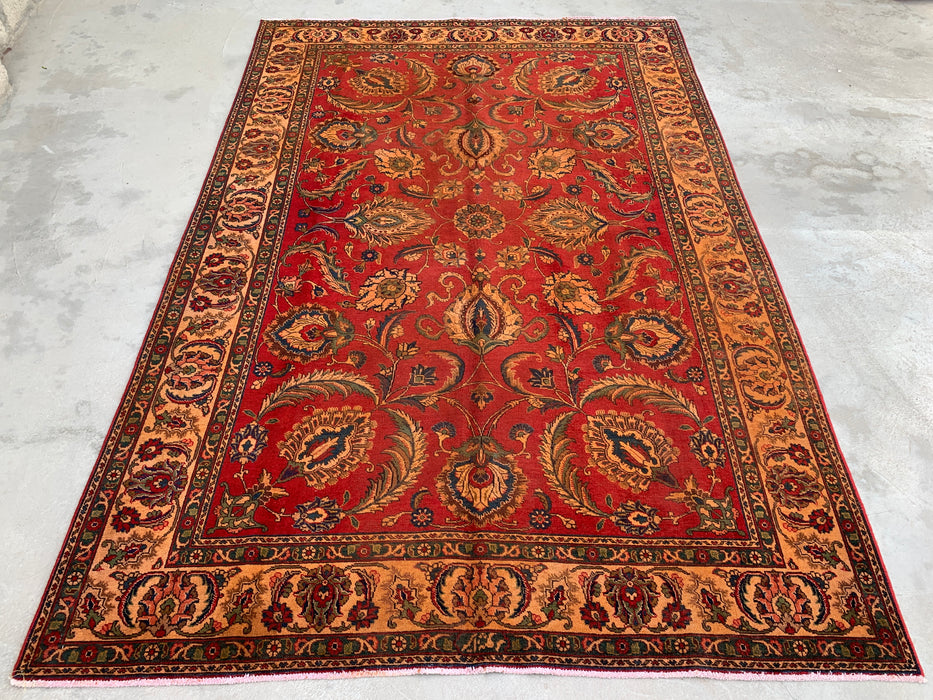 KBHM-1085 Handgeknoopt Perzisch wollen tapijt – 333 x 224 cm rood, beige & goud traditioneel bloemenkleed