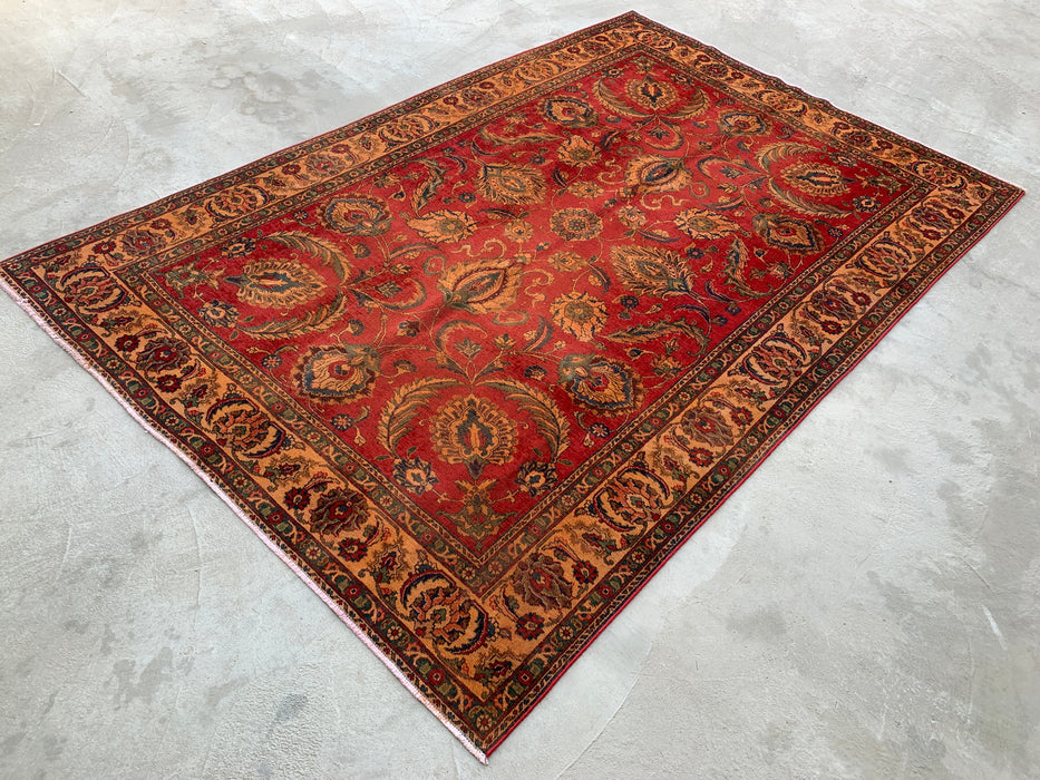 KBHM-1085 Handgeknoopt Perzisch wollen tapijt – 333 x 224 cm rood, beige & goud traditioneel bloemenkleed