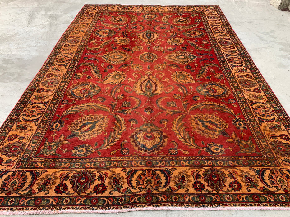 KBHM-1085 Handgeknoopt Perzisch wollen tapijt – 333 x 224 cm rood, beige & goud traditioneel bloemenkleed