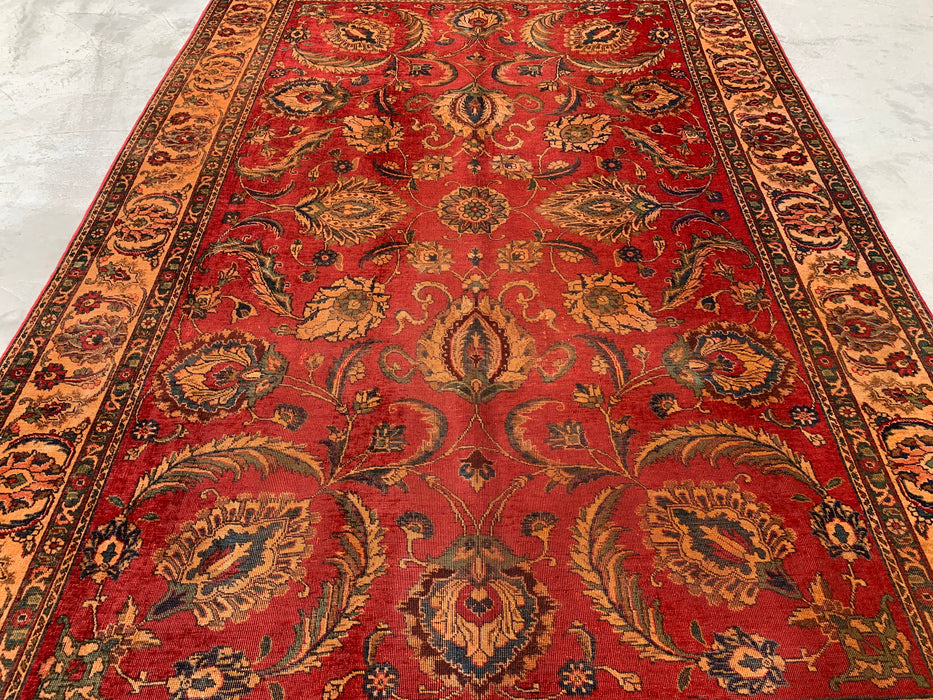 KBHM-1085 Handgeknoopt Perzisch wollen tapijt – 333 x 224 cm rood, beige & goud traditioneel bloemenkleed