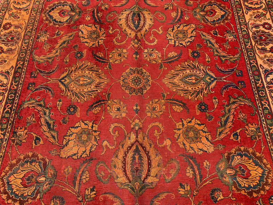 KBHM-1085 Handgeknoopt Perzisch wollen tapijt – 333 x 224 cm rood, beige & goud traditioneel bloemenkleed