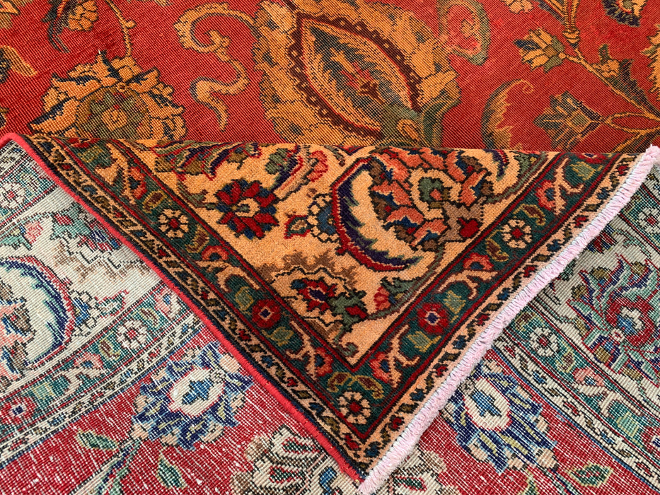 KBHM-1085 Handgeknoopt Perzisch wollen tapijt – 333 x 224 cm rood, beige & goud traditioneel bloemenkleed