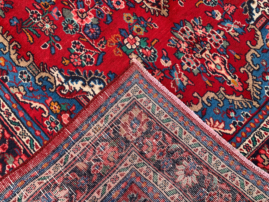 Handgemaakt Perzisch wollen vloerkleed 215x305 cm - Traditioneel Perzisch tapijt met medaillon in rood, blauw & ivoor - Exacte afmeting 297 cm x 213 cm - KBHM-1086