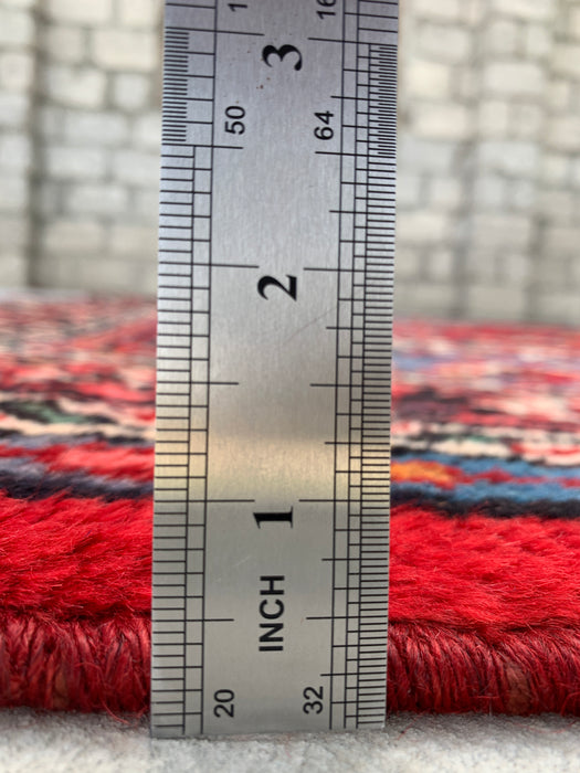 Handgemaakt Perzisch wollen vloerkleed 215x305 cm - Traditioneel Perzisch tapijt met medaillon in rood, blauw & ivoor - Exacte afmeting 297 cm x 213 cm - KBHM-1086