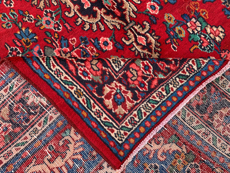 Handgemaakt Perzisch wollen vloerkleed 215x305 cm - Traditioneel Perzisch tapijt met medaillon in rood, blauw & ivoor - Exacte afmeting 297 cm x 213 cm - KBHM-1086