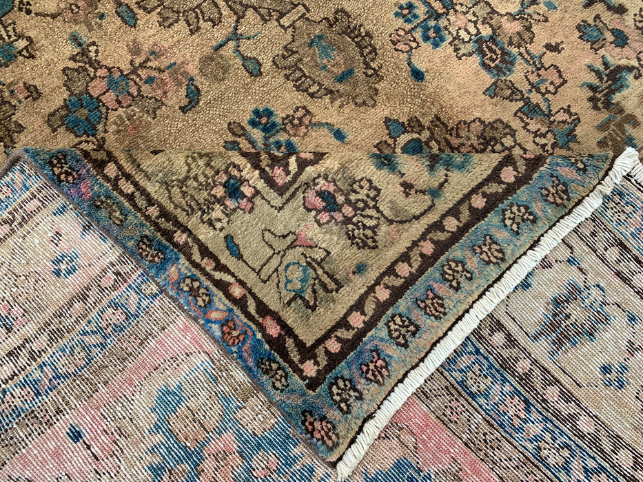Handgemaakt Perzisch wollen vloerkleed 7x10 - Ivoor & Blauw traditioneel Perzisch vloerkleed met bloemenmedaillon - Exacte afmeting 10'2" x 6'6" - KBHM-1088