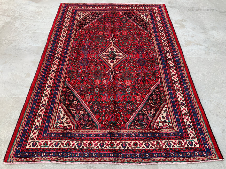 Handgeweven Perzisch wollen vloerkleed 213x305 cm - Rood, blauw & ivoor traditioneel Perzisch stijl vloerkleed - Exacte afmetingen 305 x 213 cm - KBHM-1091