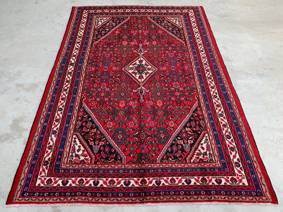 Handgeweven Perzisch wollen vloerkleed 213x305 cm - Rood, blauw & ivoor traditioneel Perzisch stijl vloerkleed - Exacte afmetingen 305 x 213 cm - KBHM-1091