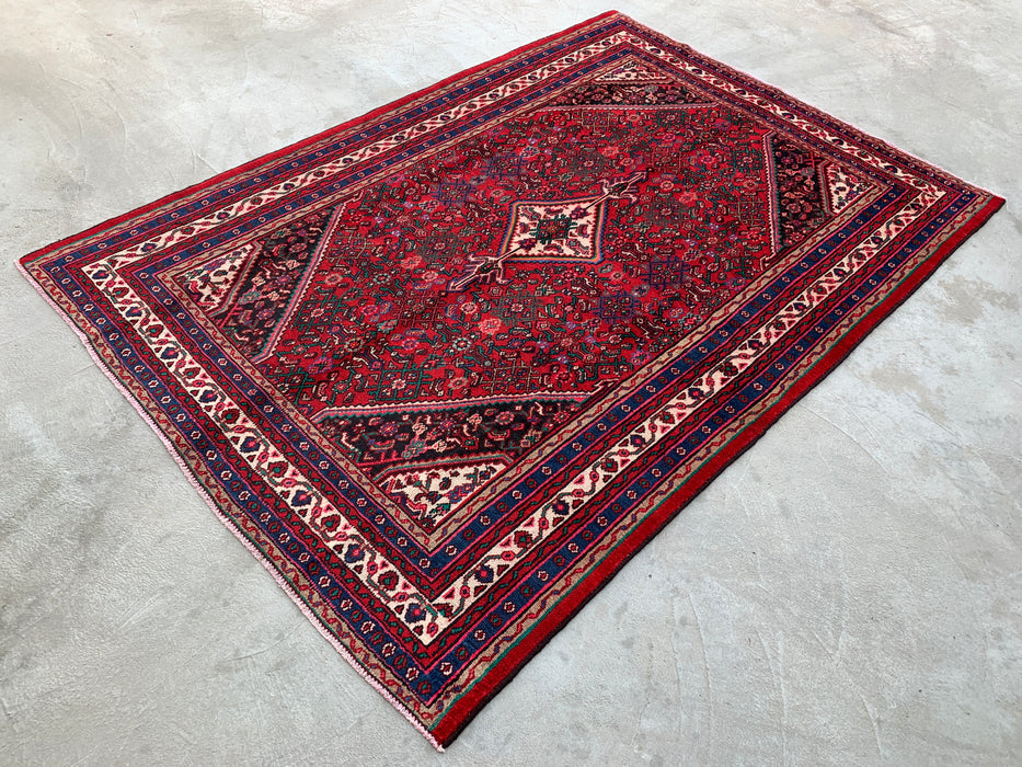 Handgeweven Perzisch wollen vloerkleed 213x305 cm - Rood, blauw & ivoor traditioneel Perzisch stijl vloerkleed - Exacte afmetingen 305 x 213 cm - KBHM-1091