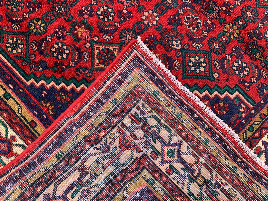KBHM-1092 Handgeknoopt Perzisch wollen tapijt – 299 x 185 cm rood, marineblauw & ivoorkleurig traditioneel medaillonkleed