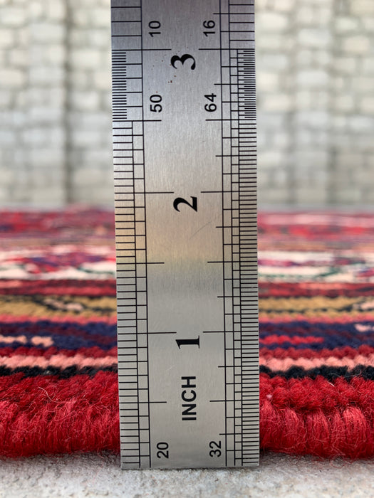 KBHM-1092 Handgeknoopt Perzisch wollen tapijt – 299 x 185 cm rood, marineblauw & ivoorkleurig traditioneel medaillonkleed