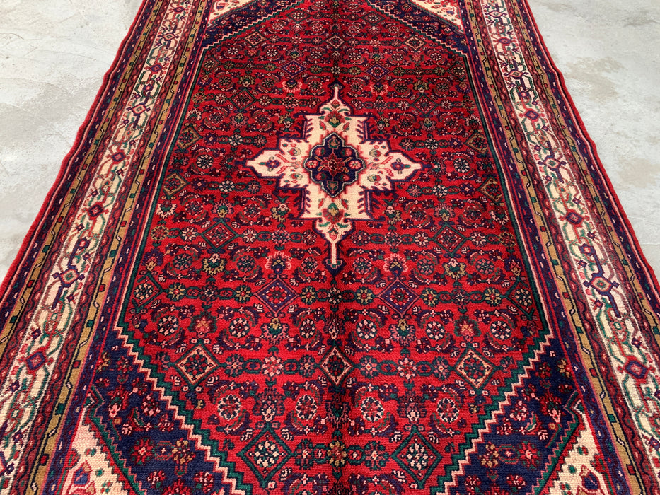 KBHM-1092 Handgeknoopt Perzisch wollen tapijt – 299 x 185 cm rood, marineblauw & ivoorkleurig traditioneel medaillonkleed