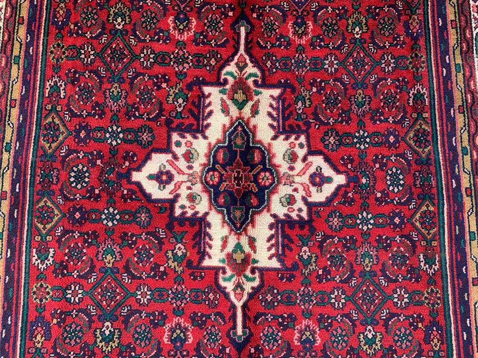 KBHM-1092 Handgeknoopt Perzisch wollen tapijt – 299 x 185 cm rood, marineblauw & ivoorkleurig traditioneel medaillonkleed