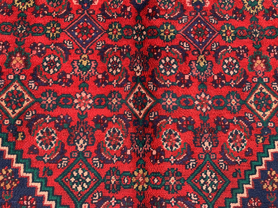 KBHM-1092 Handgeknoopt Perzisch wollen tapijt – 299 x 185 cm rood, marineblauw & ivoorkleurig traditioneel medaillonkleed