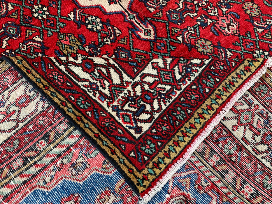 Handgemaakt Perzisch wollen vloerkleed 7x10 - Rood, blauw & ivoor traditioneel medaillon Perzische stijl kleed - Exacte afmetingen 10'0" x 6'11" - KBHM-1093