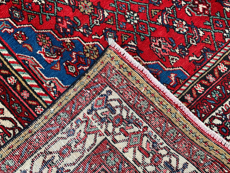 Handgemaakt Perzisch wollen vloerkleed 7x10 - Rood, blauw & ivoor traditioneel medaillon Perzische stijl kleed - Exacte afmetingen 10'0" x 6'11" - KBHM-1093