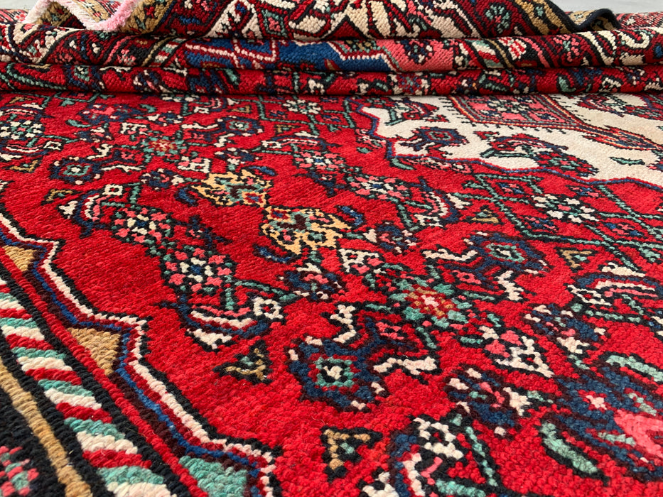 Handgemaakt Perzisch wollen vloerkleed 7x10 - Rood, blauw & ivoor traditioneel medaillon Perzische stijl kleed - Exacte afmetingen 10'0" x 6'11" - KBHM-1093