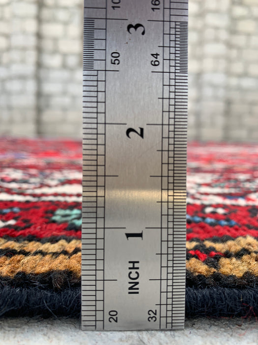 Handgemaakt Perzisch wollen vloerkleed 7x10 - Rood, blauw & ivoor traditioneel medaillon Perzische stijl kleed - Exacte afmetingen 10'0" x 6'11" - KBHM-1093