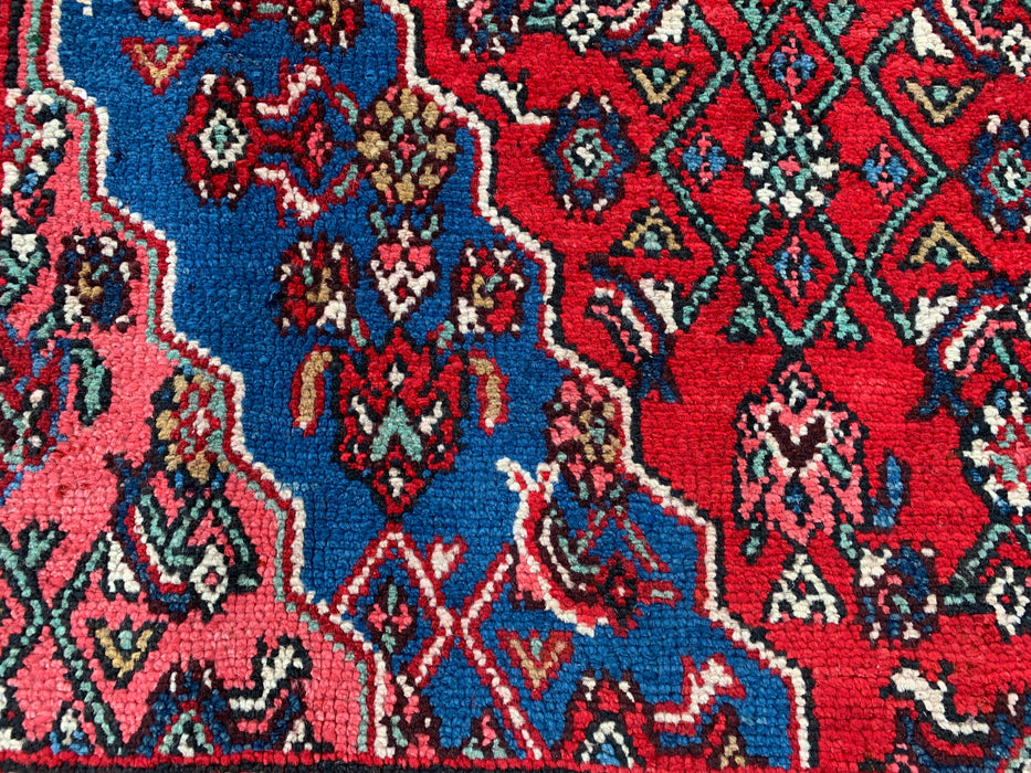 Handgemaakt Perzisch wollen vloerkleed 7x10 - Rood, blauw & ivoor traditioneel medaillon Perzische stijl kleed - Exacte afmetingen 10'0" x 6'11" - KBHM-1093