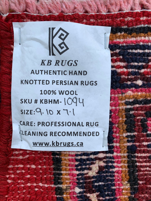 Handgemaakt Perzisch wollen vloerkleed 213x305 - Rood, ivoor & marineblauw traditioneel Perzisch tapijt met bloemenmedaillon - Exacte afmeting 300 cm x 216 cm - KBHM-1094