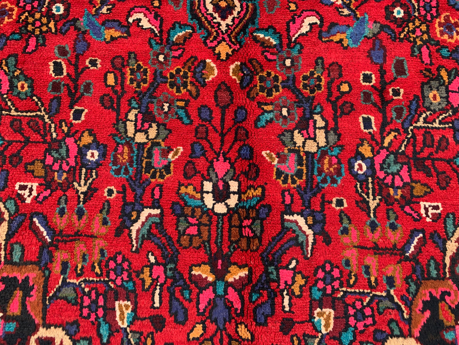 Handgemaakt Perzisch wollen vloerkleed 213x305 - Rood, ivoor & marineblauw traditioneel Perzisch tapijt met bloemenmedaillon - Exacte afmeting 300 cm x 216 cm - KBHM-1094