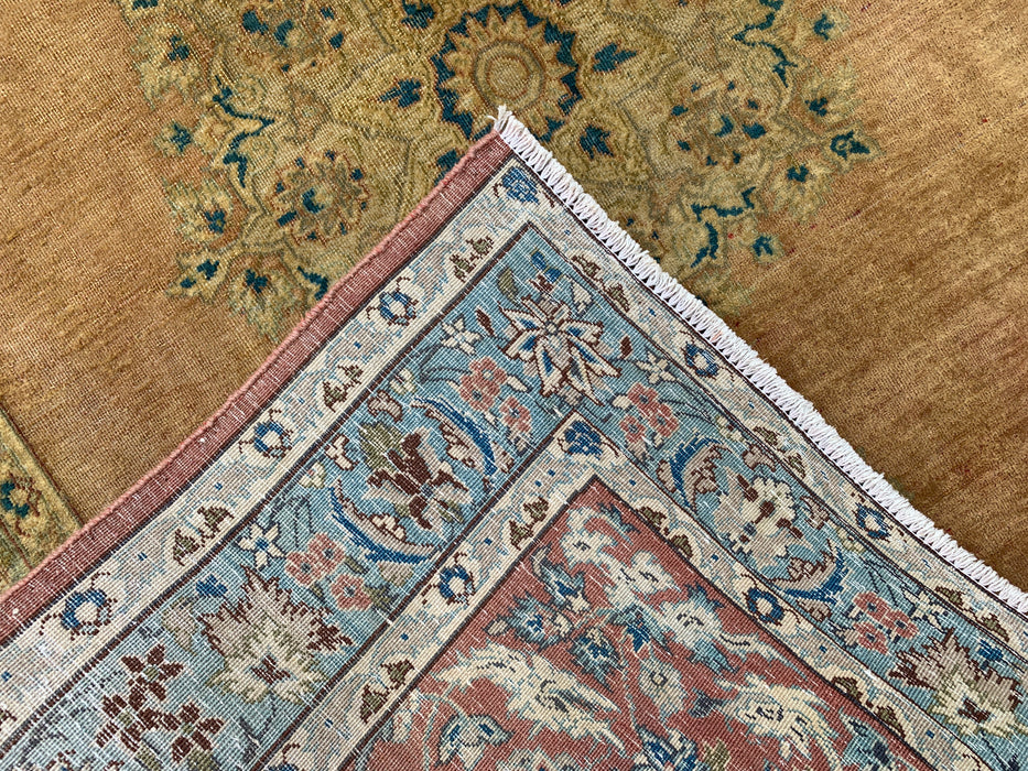 KBHM-1098 Handgeknoopt Perzisch wollen tapijt – 152 x 114 cm – Beige, lichtblauw & zacht goud traditioneel medaillontapijt