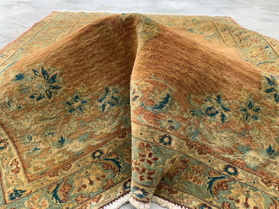 KBHM-1098 Handgeknoopt Perzisch wollen tapijt – 152 x 114 cm – Beige, lichtblauw & zacht goud traditioneel medaillontapijt