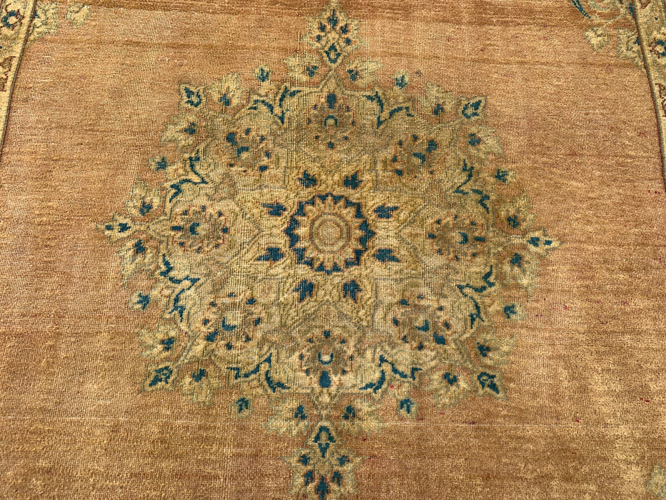 KBHM-1098 Handgeknoopt Perzisch wollen tapijt – 152 x 114 cm – Beige, lichtblauw & zacht goud traditioneel medaillontapijt