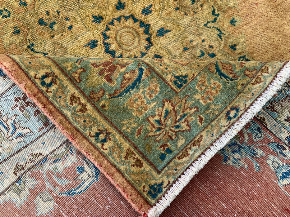 KBHM-1098 Handgeknoopt Perzisch wollen tapijt – 152 x 114 cm – Beige, lichtblauw & zacht goud traditioneel medaillontapijt