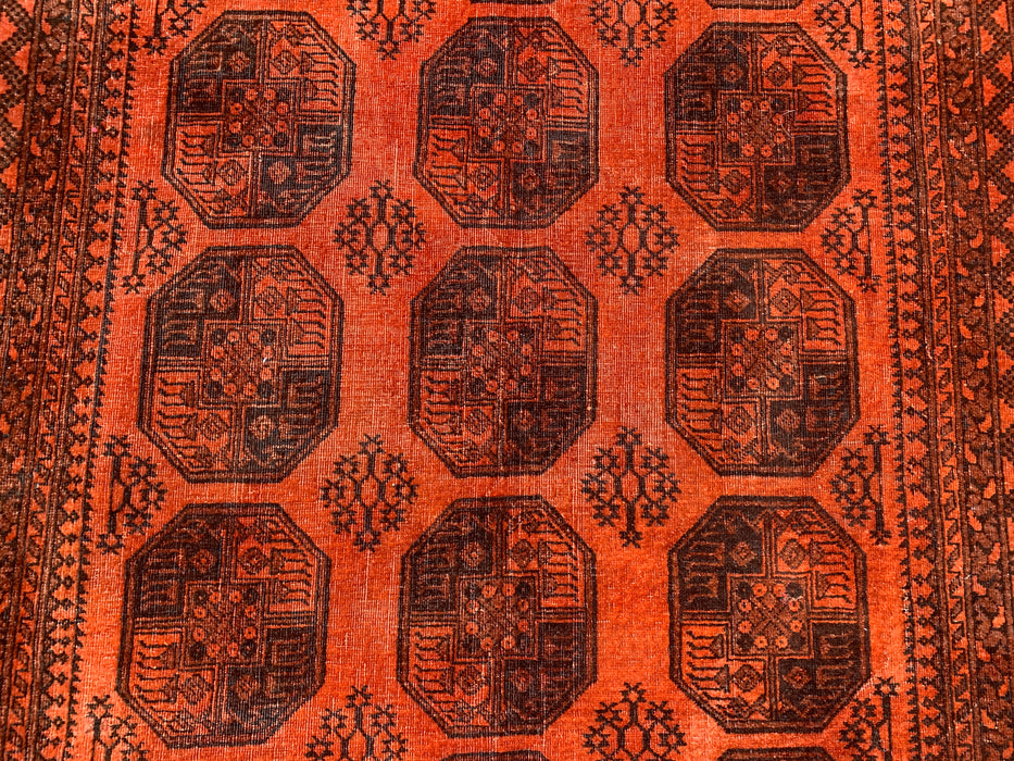KBHM-1100 Handgeknoopt Perzisch wollen tapijt – 254 x 165 cm Oranje/Bruin geometrisch tribaal tapijt