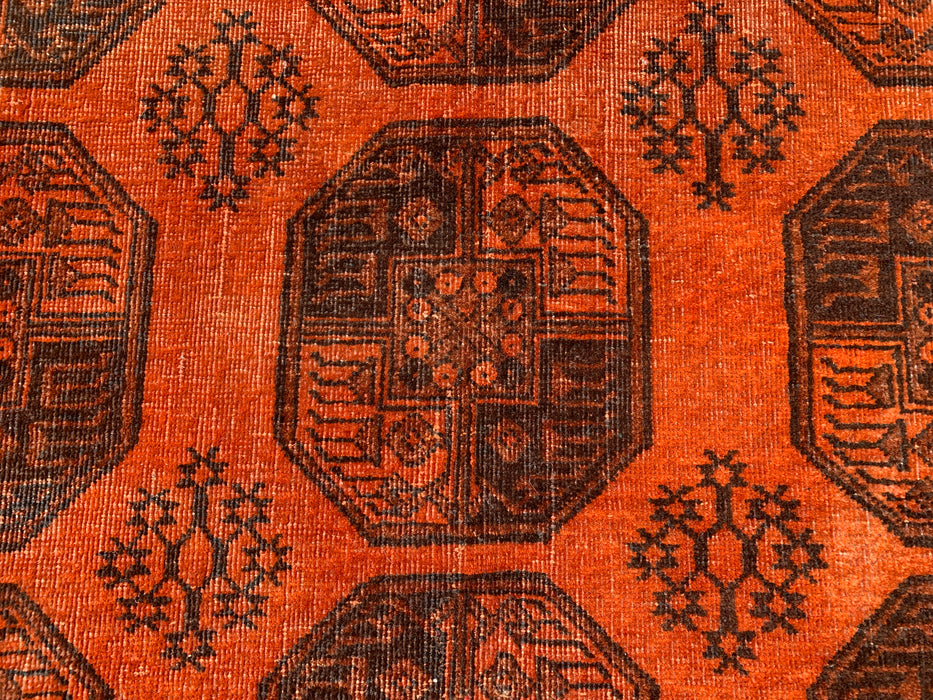 KBHM-1100 Handgeknoopt Perzisch wollen tapijt – 254 x 165 cm Oranje/Bruin geometrisch tribaal tapijt