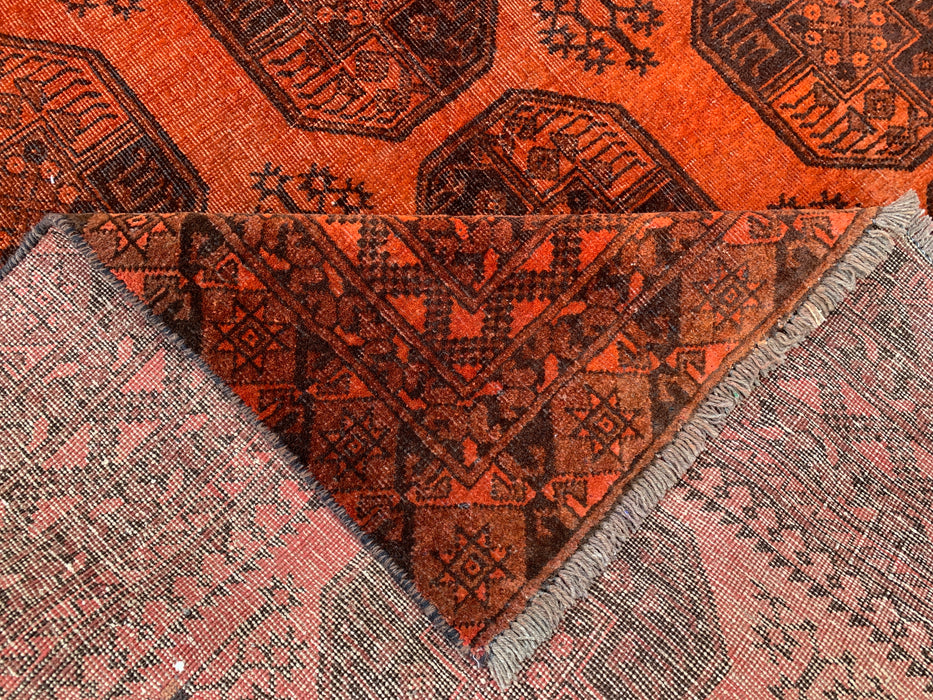 KBHM-1100 Handgeknoopt Perzisch wollen tapijt – 254 x 165 cm Oranje/Bruin geometrisch tribaal tapijt