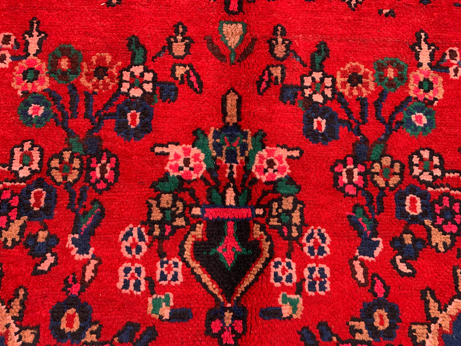 Handgemaakt Perzisch wollen karpet 7x10 - Rood, marineblauw & ivoorkleurig traditioneel Perzisch vloerkleed met medaillon - Exacte afmeting 10'8" x 6'11" - KBHM-1103