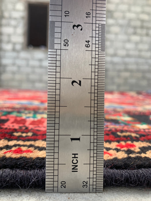 Handgemaakt Perzisch wollen vloerkleed 7x10 - Rood, blauw en ivoor traditioneel Perzisch bloemenkleed - Exacte maat 9'8" x 6'9" - KBHM-1104