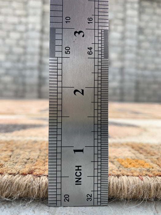 Handgeweven Perzisch wollen vloerkleed 7x10 - Perzisch stijl kleed in beige, taupe en ivoor met paneelmotief - Exacte afmetingen 9'3" x 6'2" - KBHM-1106
