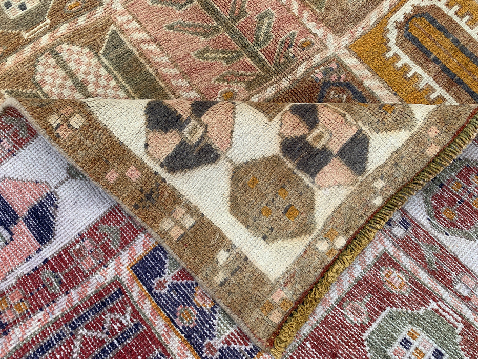 Handgeweven Perzisch wollen vloerkleed 7x10 - Perzisch stijl kleed in beige, taupe en ivoor met paneelmotief - Exacte afmetingen 9'3" x 6'2" - KBHM-1106