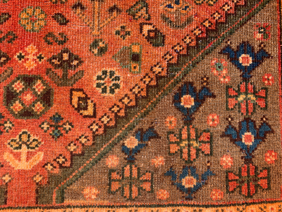 KB Rugs kbhm-1108 Handgeknoopt Perzisch wollen loperkleed – 310 x 109 cm Roest, Blauw & Ivoor Geometrisch Tribaal Design
