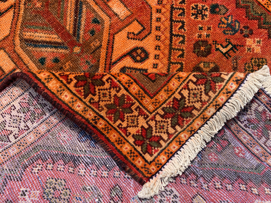 KB Rugs kbhm-1108 Handgeknoopt Perzisch wollen loperkleed – 310 x 109 cm Roest, Blauw & Ivoor Geometrisch Tribaal Design