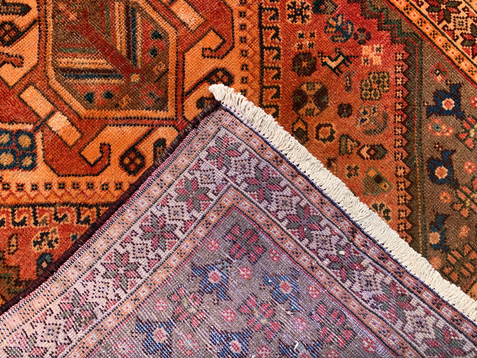 KB Rugs kbhm-1108 Handgeknoopt Perzisch wollen loperkleed – 310 x 109 cm Roest, Blauw & Ivoor Geometrisch Tribaal Design