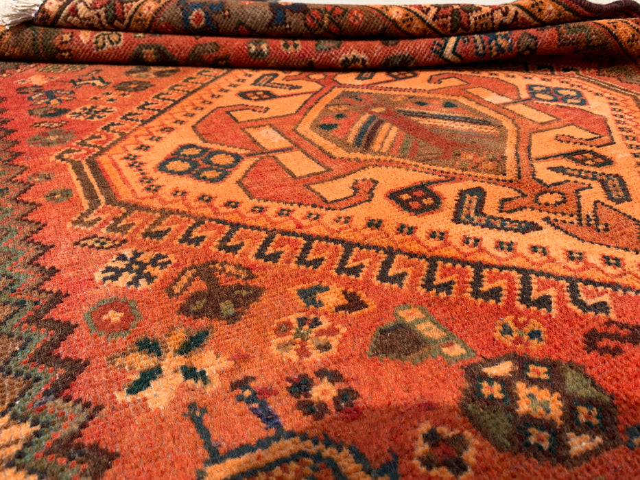 KB Rugs kbhm-1108 Handgeknoopt Perzisch wollen loperkleed – 310 x 109 cm Roest, Blauw & Ivoor Geometrisch Tribaal Design