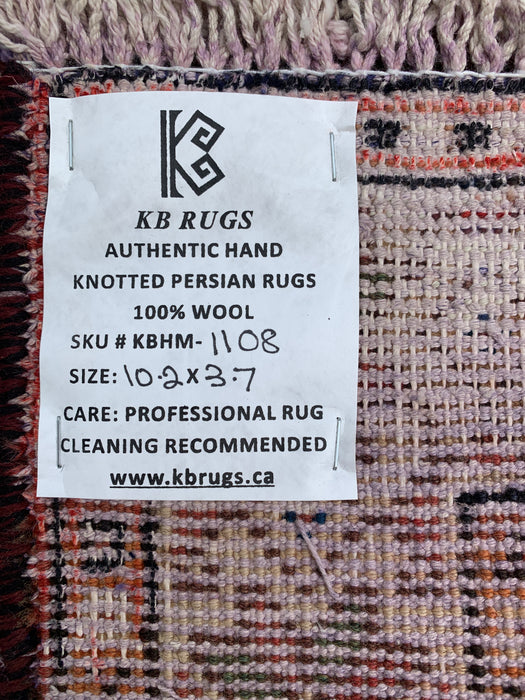 KB Rugs kbhm-1108 Handgeknoopt Perzisch wollen loperkleed – 310 x 109 cm Roest, Blauw & Ivoor Geometrisch Tribaal Design