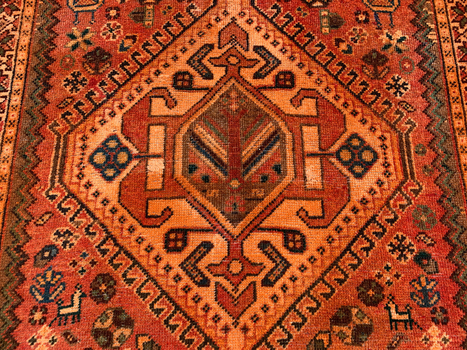 KB Rugs kbhm-1108 Handgeknoopt Perzisch wollen loperkleed – 310 x 109 cm Roest, Blauw & Ivoor Geometrisch Tribaal Design