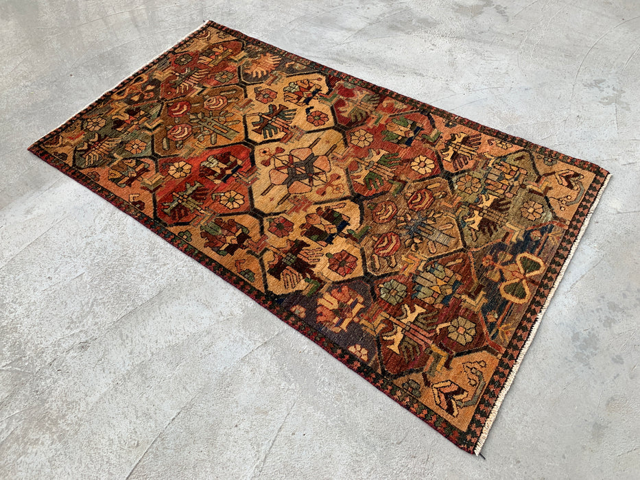 KBHM-1109 Handgeknoopt Perzisch wollen tapijt – 168 cm x 99 cm Tribaal accentkleed in aardetinten