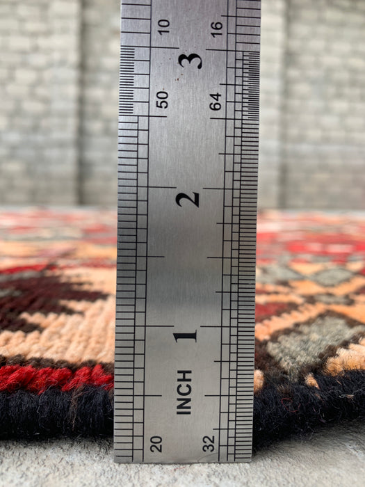 Handgeknoopt Perzisch wollen vloerkleed 6'11 x 4'0 grijs rood tribaal kleed - KBHM-1110