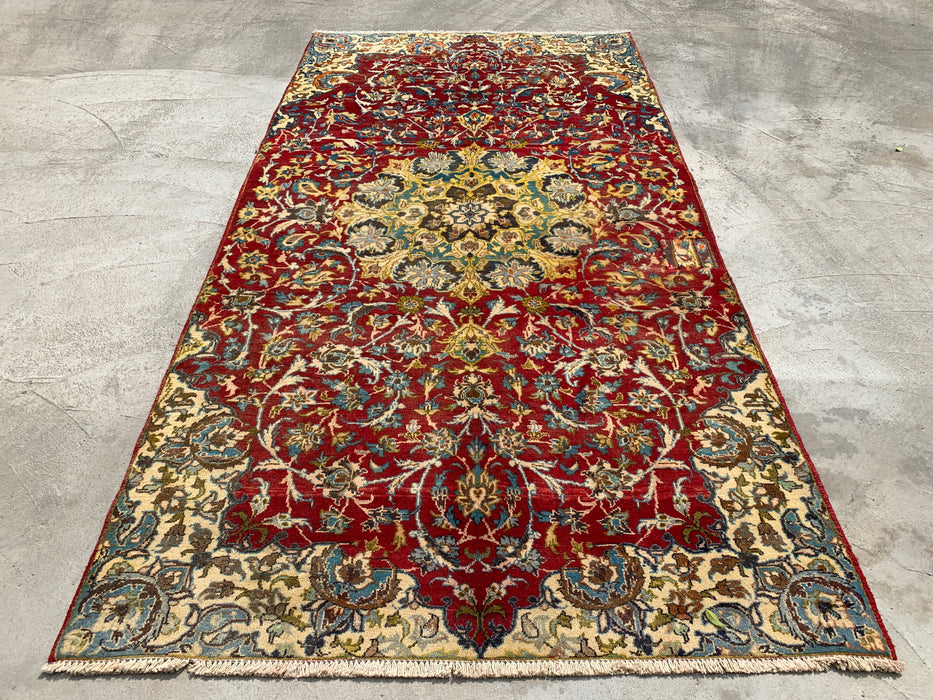 Handgeknoopt Perzisch wollen vloerkleed 264 cm x 135 cm – Rood bloemmotief uniek karpet – KBHM-1111